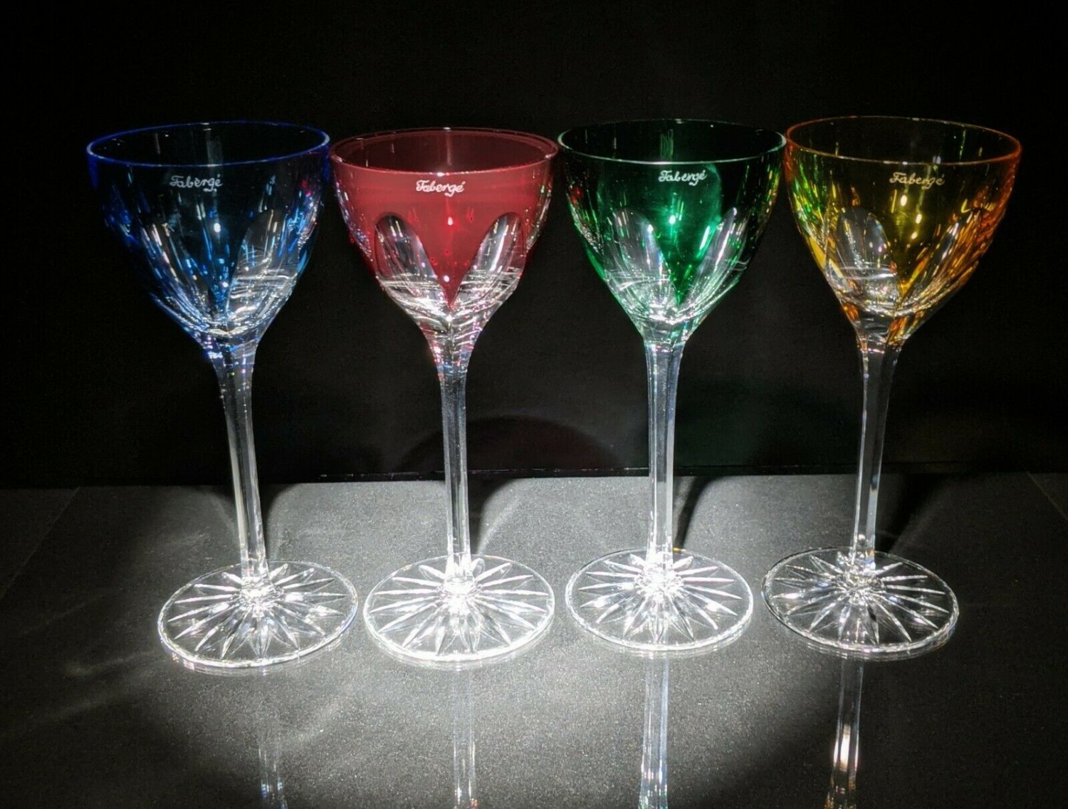 Faberge Wine Glasses Set of 4 in original presentation case