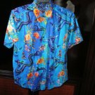 Robert Graham Sea Dragon Blue Short Sleeve Shirt Medium Size