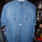 Roar Foundation Blue Colored Short Sleeve Button Up Shirt Size Large