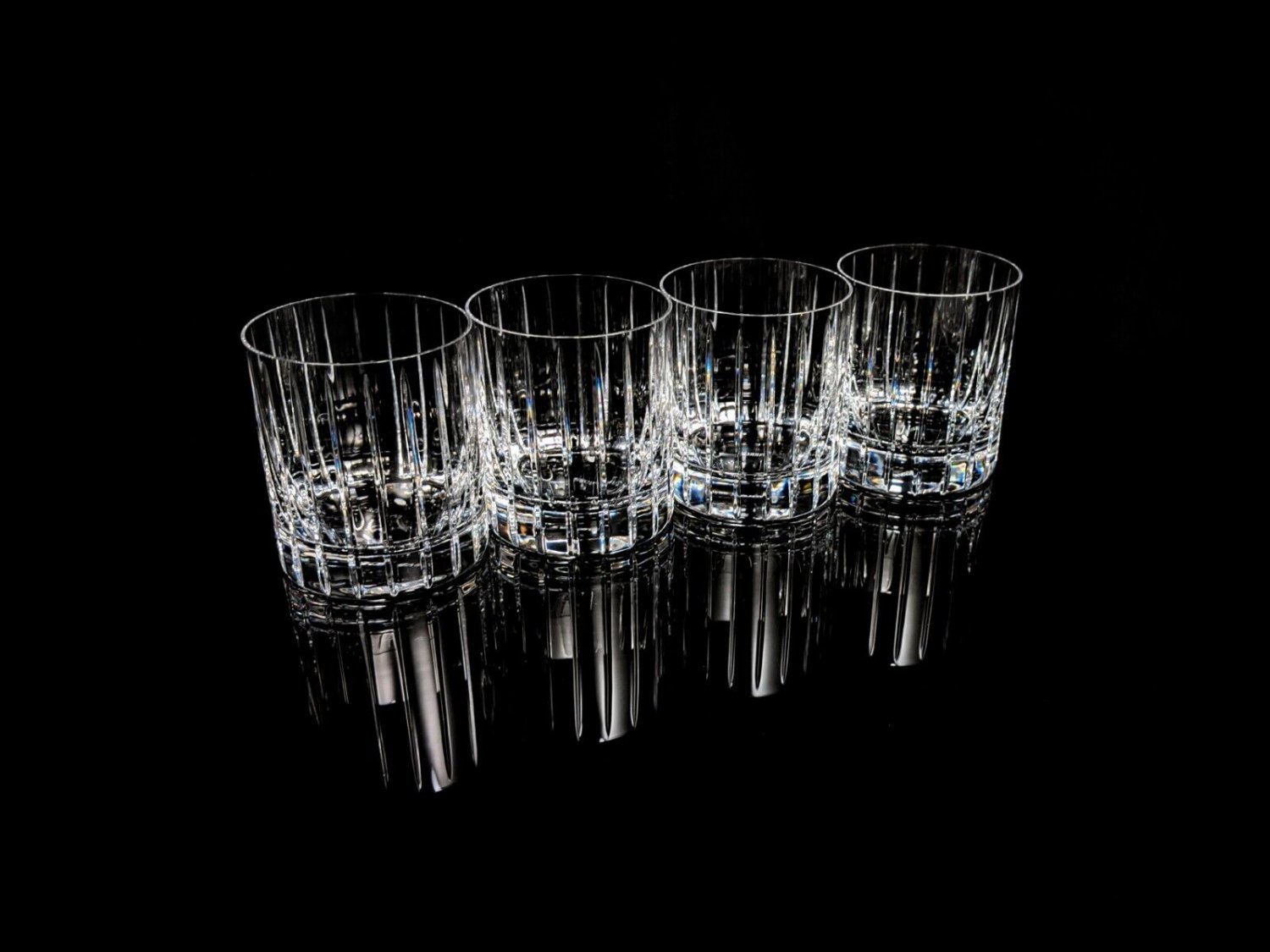 Faberge Atelier Clear Crystal Old Fashion Glasses 3 3/4" H x 3 1/4" W NIB
