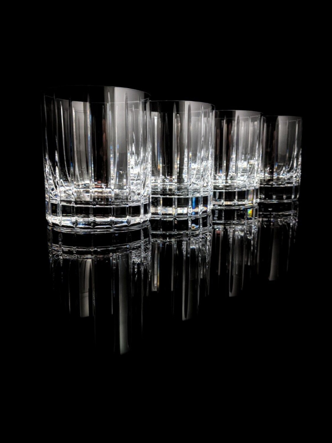 Faberge Atelier Clear Crystal Old Fashion Glasses 3 3/4" H x 3 1/4" W NIB