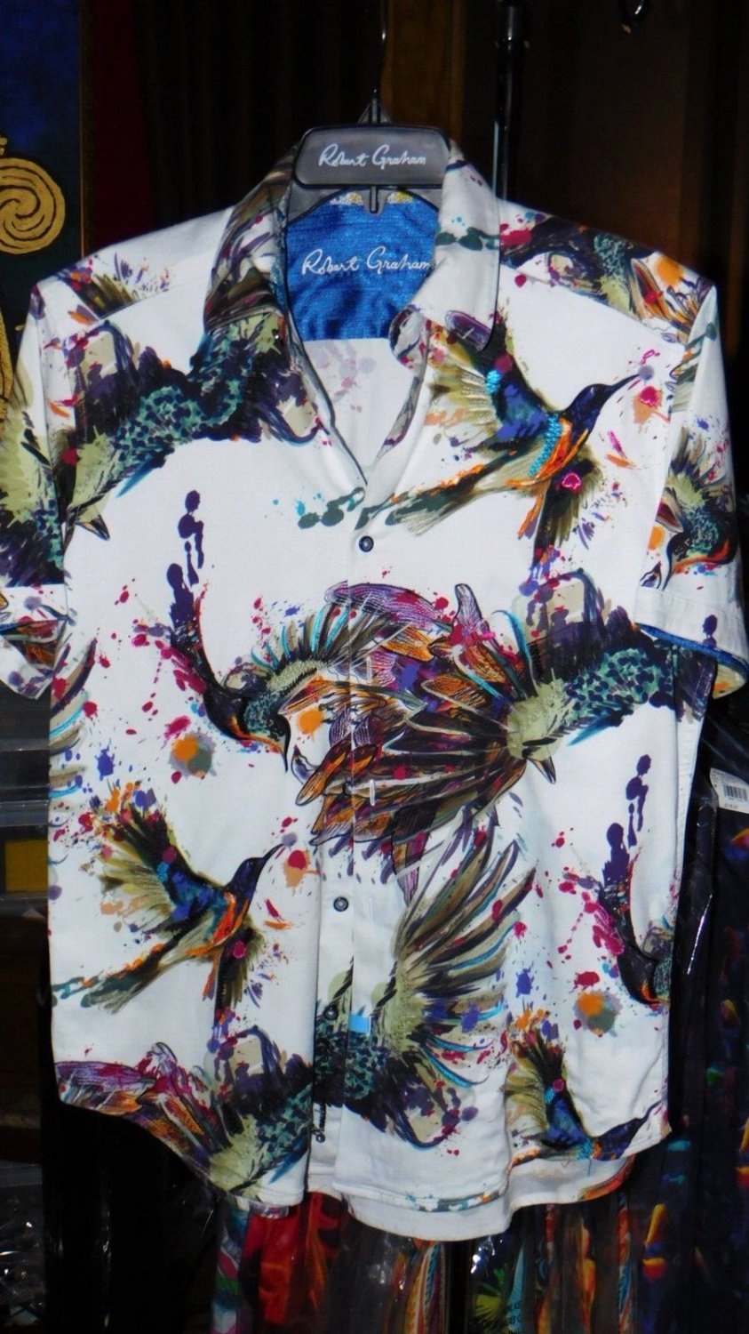 Robert Graham Embroidered Short Sleeve Shirt Size Medium