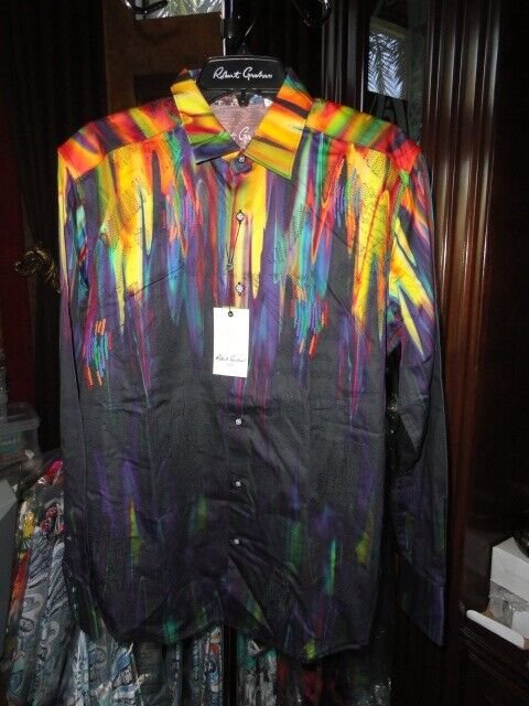 Robert Graham Jack Dripper Long Sleeve Shirt Size Medium New with Tags