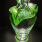 Lalique Tenaga Green Leaf Crystal Vase