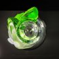 Lalique Tenaga Green Leaf Crystal Vase