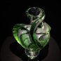 Lalique Tenaga Green Leaf Crystal Vase