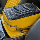 Brizard and Co Genuine Black Caiman  and Yellow Leather Traveler Case