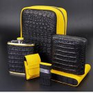 Brizard and Co Black Caiman with Yellow Leather Traveler Combo