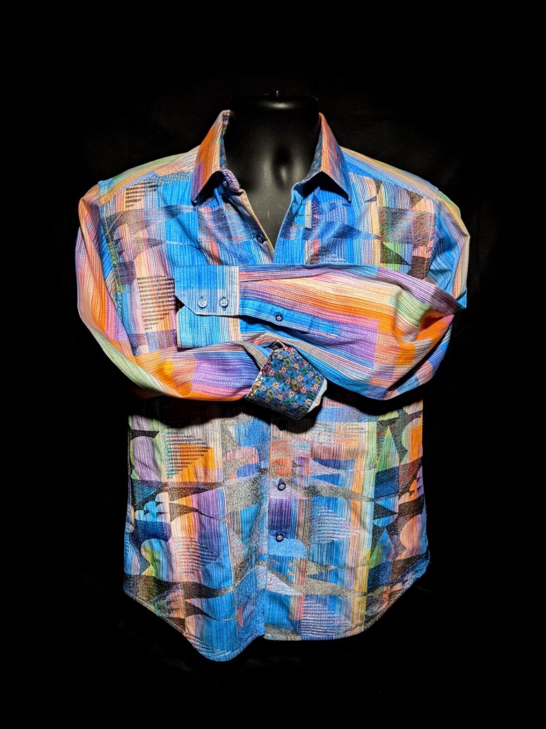 Robert Graham Wallne Colorful Long Sleeve - Men's Medium Button Down Classic Fit