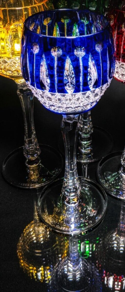Faberge Xenia Wine Goblet in Cobalt Blue  ( Single Glass )