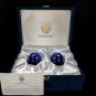 Faberge Galaxy Blue Crystal Shot Glasses in the original presentation case