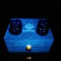 Faberge Galaxy Blue Crystal Shot Glasses in the original presentation case