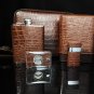 Brizard and Co. Croco Tobacco  Leather  Havana Traveler with cutter & lighter