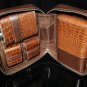 Brizard and Co. Croco Tobacco  Leather  Havana Traveler with cutter & lighter