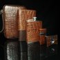 Brizard and Co. Croco Tobacco  Leather  Havana Traveler with cutter & lighter