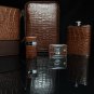 Brizard and Co. Croco Tobacco  Leather  Havana Traveler with cutter & lighter