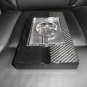 Carbon Fiber Ashtray with Clear Glass Insert 10.5" L x 6" W x 1.25" H. #5682