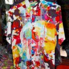 Robert Graham Colorful Embroidered Short Sleeve Shirt Size Medium