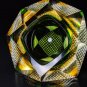 Sommerso Murano | Flavio Poli Green and Gold Faceted Glass Ashtray | Italy