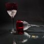 Faberge Firenze Ruby Red Crystal Goblet Glasses Set of 2