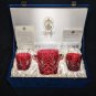 Faberge Odessa Ruby Red Crystal Ice Bucket and Glasses NIB