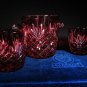 Faberge Odessa Ruby Red Crystal Ice Bucket and Glasses NIB
