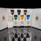 Faberge Odessa Crystal Colored Wine Glasses set measure 8 3/8" H in Faberge case