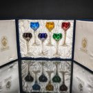 Faberge  Crystal Colored Goblets 8.5" Tall in original presentation case NIB
