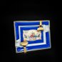 Elie Bleu Alba Blue Cigar Ashtray with Gold Rests NIB