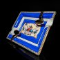 Elie Bleu Alba Blue Cigar Ashtray with Gold Rests NIB