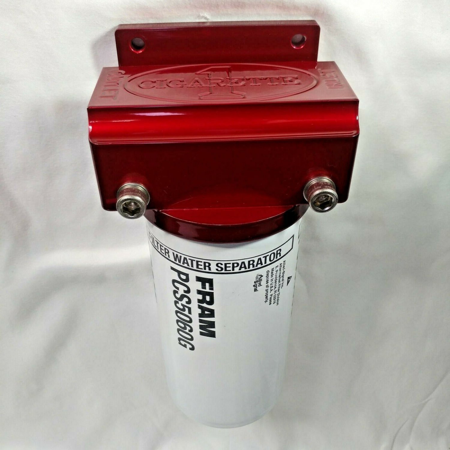 Marine  Machine Billet Aluminum Powder Coated Red Fuel Filter Water Separator