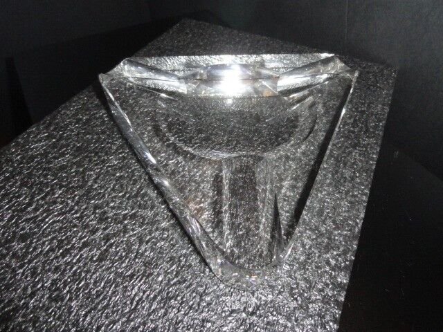 Heavy Crystal Clear Cigar Ashtray Measures 6.5"  NIB