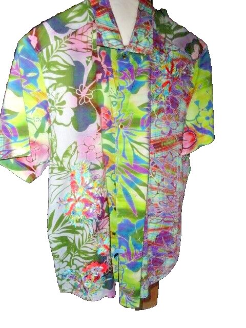 Robert Graham Honolulu  Hawaiian Floral Embroidered Short Sleeve Size 2XL