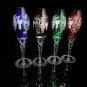 Ajka Marsala Colored Crystal Champagne Flutes 9" Tall Set of 4