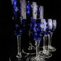 Faberge Galaxie Cobalt Blue Crystal Flutes & Cordials Glasses Set of 6