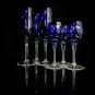 Faberge Galaxie Cobalt Blue Crystal Flutes & Cordials Glasses Set of 6