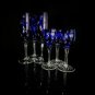 Faberge Galaxie Cobalt Blue Crystal Flutes & Cordials Glasses Set of 6
