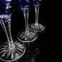 Faberge Galaxie Cobalt Blue Crystal Cordial Glasses Set of 3 Measure 6" Tall