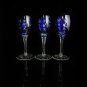 Faberge Galaxie Cobalt Blue Crystal Cordial Glasses Set of 3 Measure 6" Tall
