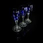 Faberge Galaxie Cobalt Blue Crystal Cordial Glasses Set of 3 Measure 6" Tall