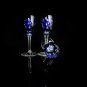 Faberge Galaxie Cobalt Blue Crystal Cordial Glasses Set of 3 Measure 6" Tall