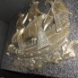 Brass  Sailing Ship Solid Brass Wall Hanging  15"L x13.5" W x 3/4" T