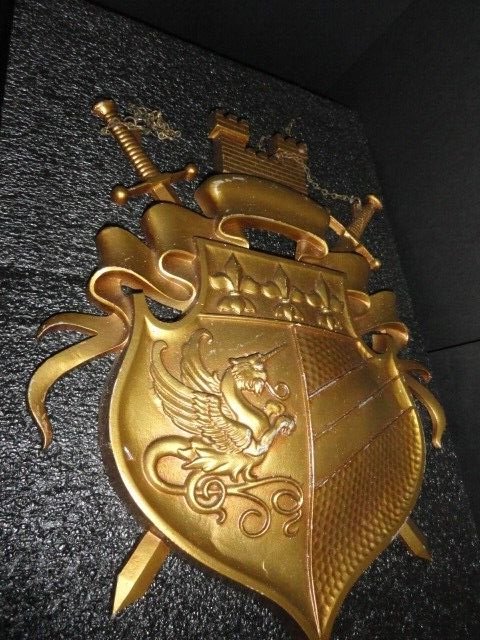 Shield Medieval Wall Decor with Fleur de Lis, Eagle, Swords & Coat of Arms