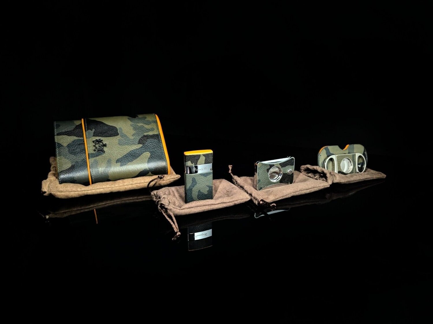 Brizard Golfers Camo Pattern  Case, 2-Cutters and Pocket Lighter Combo
