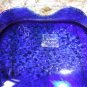 Murano Blue Glass Ashtray with Gold accents 7" Diameter with 6 slots
