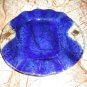 Murano Blue Glass Ashtray with Gold accents 7" Diameter with 6 slots