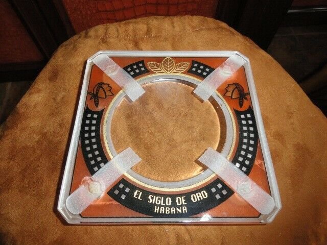 Heavy Thick Glass Cigar Ashtray Measures 8" square