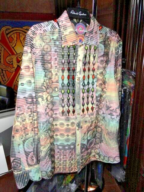 Robert Graham Raimondo Embroidered  Long Sleeve Shirt Size XL