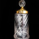 Crystal Swirled Bathroom Jar with Gold plated top