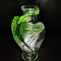 Lalique Crystal Green Leaf Tall Vase